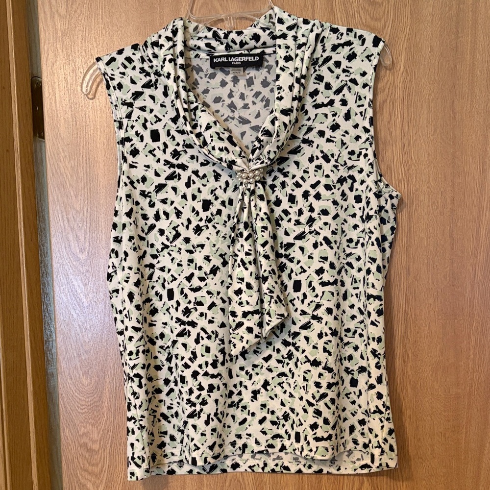 Karl Lagerfeld Abstract Black and Cream Blouse